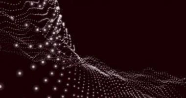 Siyah arka planda hipnotik hareketlerle hareket eden çoklu ışıldayan ışık dalgalanmaları. Renk ve hareket kavramı dijital olarak oluşturuldu.