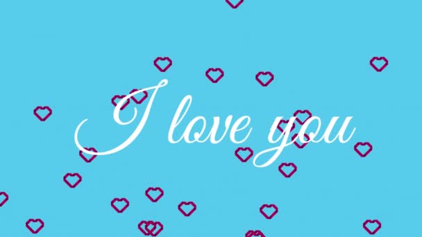 Animatie Van Woorden Love You Geschreven Witte Tekst Met Rode — Stockvideo