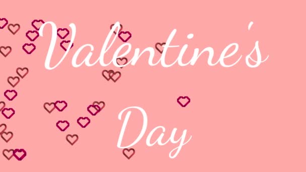 Animación Las Palabras Día San Valentín Escritas Texto Blanco Con — Vídeo de stock