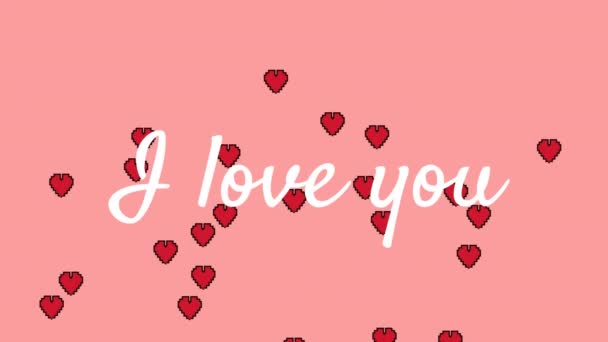 Animation Words Love You Written White Text Red Heart Shaped — Stock Video