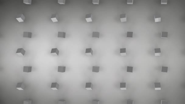 Анімація Сірих Металевих Кубиків Рухаються Формуванні Блідо Сірому Фоні — стокове відео