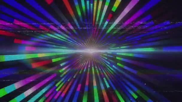 Анимация Экрана Линиями Помех Показывающая Световое Шоу Пульсирующих Разноцветных Валов — стоковое видео