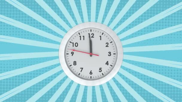 Animation Clock Ticking Rotating Blue Bright Vibrant Stripes Moving Hypnotic — Stock Video