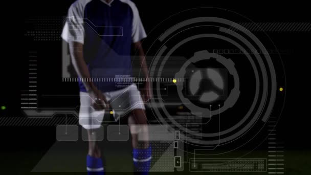 Animation Traitement Des Données Balayage Portée Analyse Avec Joueur Football — Video