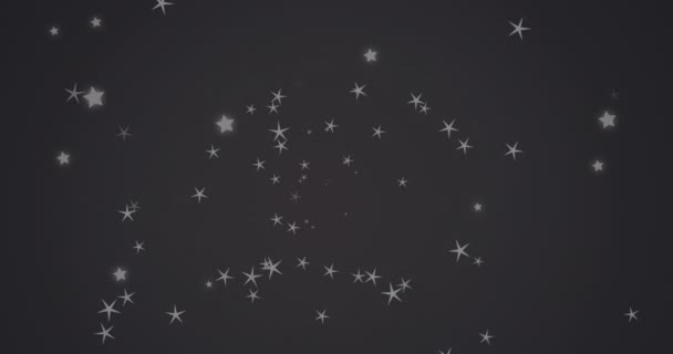 Animacja Wielu Świecących Gwiazd Poruszających Się Hipnotycznym Ruchu Czarnym Tle — Wideo stockowe
