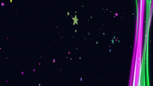 Animation Von Mehreren Glühenden Sternen Und Lichtspuren Die Sich Hypnotischer — Stockvideo