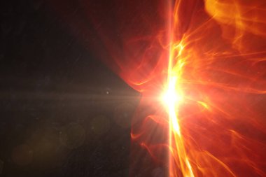 Siyah arka planda parlayan kırmızı dijital dalganın soyut çizimi. Fütürist teknoloji konseptinin çizimi.