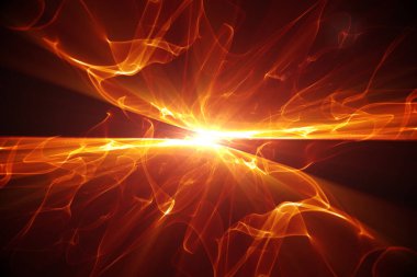 Siyah arka planda parlayan kırmızı dijital dalganın soyut çizimi. Fütürist teknoloji konseptinin çizimi.