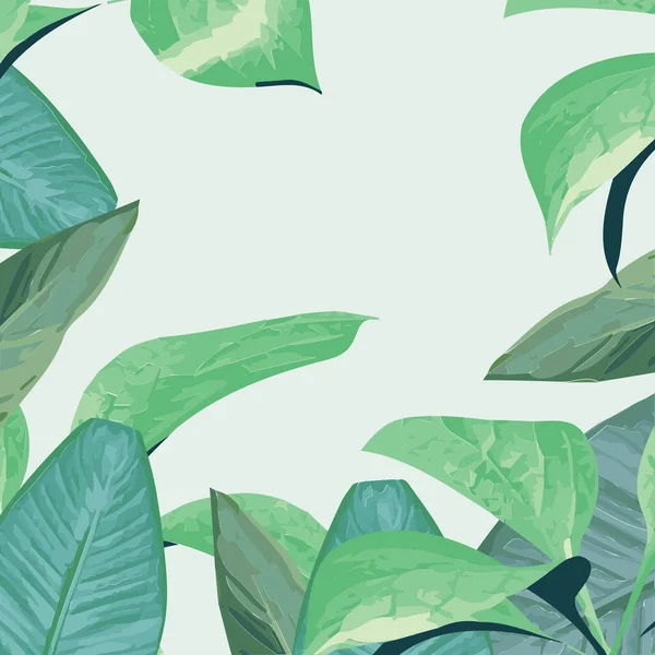 Illustration Numérique Feuilles Tropicales Vertes Sur Fond Blanc Éléments Botaniques — Photo