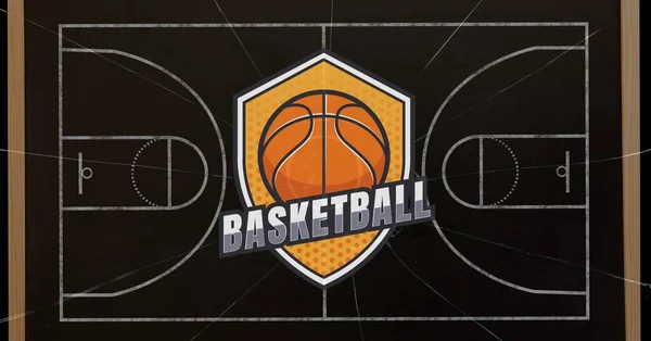 Composition Basketball Sign Basketball Basketball Court Distressed Background Sport Competition — Stock Photo, Image