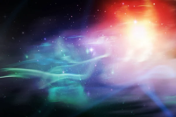 Absztrakt Illusztrációja Színes Köd Ragyogó Csillagok Űrben Háttérben Háttér Elvont — Stock Fotó