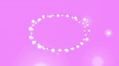 Pembe arka planda hipnotik hareketlerle hareket eden oval bir çerçeve oluşturan birden fazla ışık ve peri ışığının animasyonu. Renk ve hareket kavramı dijital olarak oluşturuldu.