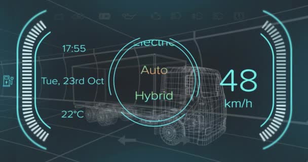 Анімація Моделі Автомобіля Темному Тлі Концепція Глобального Бізнесу Обробки Даних — стокове відео