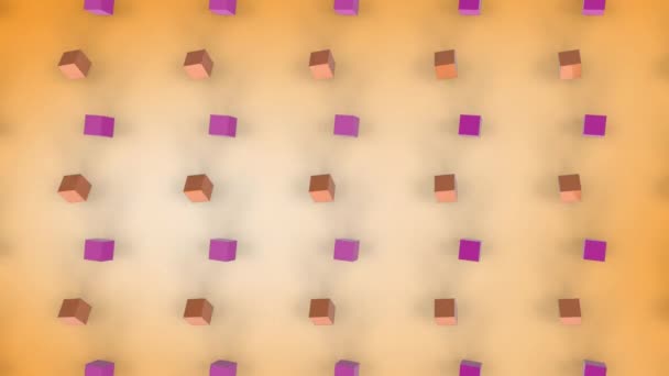 Animation Pink Orange Cubes Shadows Moving Formation Faded Orange Background — 비디오