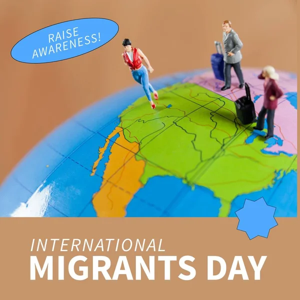 Zusammensetzung Des Textes Zum Internationalen Migrantentag Über Menschenfiguren Auf Dem — Stockfoto