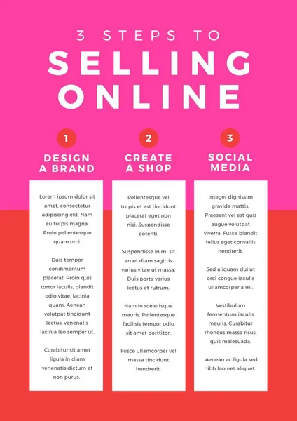 Composition of selling online text over 3 steps to selling. Shopping and retail concept digitally generated image.