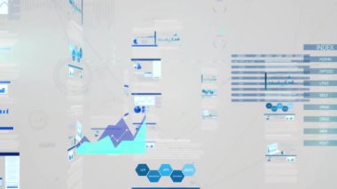 Beyaz arka planda veri işleme animasyonu. Küresel iş ve veri işleme kavramı dijital video oluşturuldu.