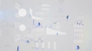 Beyaz arka planda veri işleme animasyonu. Küresel iş ve veri işleme kavramı dijital video oluşturuldu.