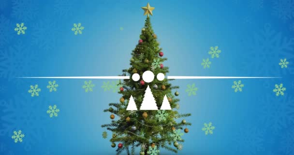 Animace Šťastných Svátků Text Přes Vánoční Stromek Vánoce Oslavy Koncepce — Stock video