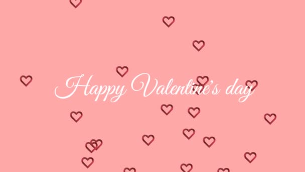 Animacja Słów Happy Valentines Day Napisana Białym Tekście Czerwonym Zarysem — Wideo stockowe