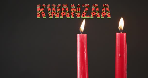 Animación Velas Texto Kwanzaa Sobre Fondo Negro Kwanzaa Festividad Celebración — Vídeo de stock
