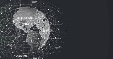 Dünya üzerinde veri işleme görüntüsü. küresel iş ve dijital arayüz kavramı dijital olarak oluşturulmuş görüntü.