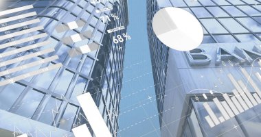 Şehir manzarası üzerinde veri işleme resmi. küresel iş ve dijital arayüz kavramı dijital olarak oluşturulmuş görüntü.