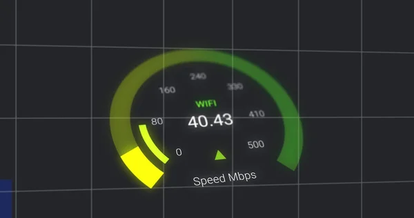 Image Data Processing World Map Speedometer Global Business Digital Interface — Stock Photo, Image