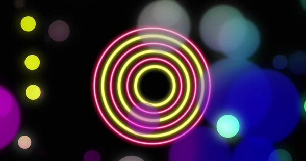 Images Moving Lights Colorful Shapes Black Background Movement Lights Shapes — Stock Photo, Image