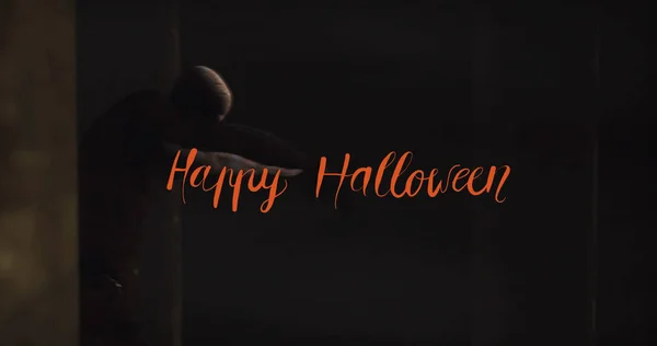 Obrázek Šťastného Halloween Text Přes Zombie Chůzi Halloween Tradice Koncepce — Stock fotografie