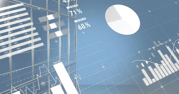 Bild Statistik Med Databehandling Över Stadsbilden Globalt Affärs Finans Och — Stockfoto