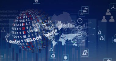 Dünya üzerinde veri işleme görüntüsü. küresel iş ve dijital arayüz kavramı dijital olarak oluşturulmuş görüntü.