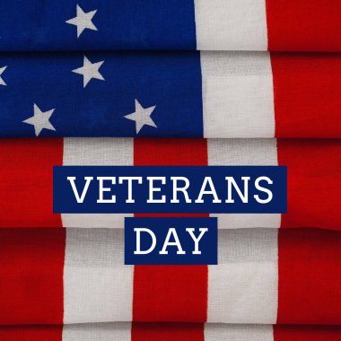 Gaziler günü Amerika Birleşik Devletleri bayrağı taşıyan metin kompozisyonu. Amerikan gazileri, vatanseverlik, demokrasi ve silahlı kuvvetler konsepti dijital olarak oluşturulmuş imaj.