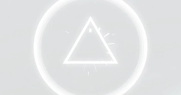 Εικόνα Του Λευκού Τριγώνου Εκπορευόμενες Γραμμές Μέσα Λευκό Κύκλο Ανοιχτό — Φωτογραφία Αρχείου