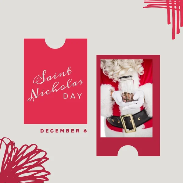 Composición San Nicolás Texto Del Día Santa Claus Celebración Navidad —  Fotos de Stock