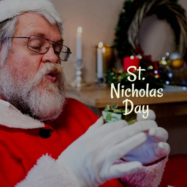 Composición San Nicolás Texto Del Día Sobre Santa Claus Celebración — Foto de Stock
