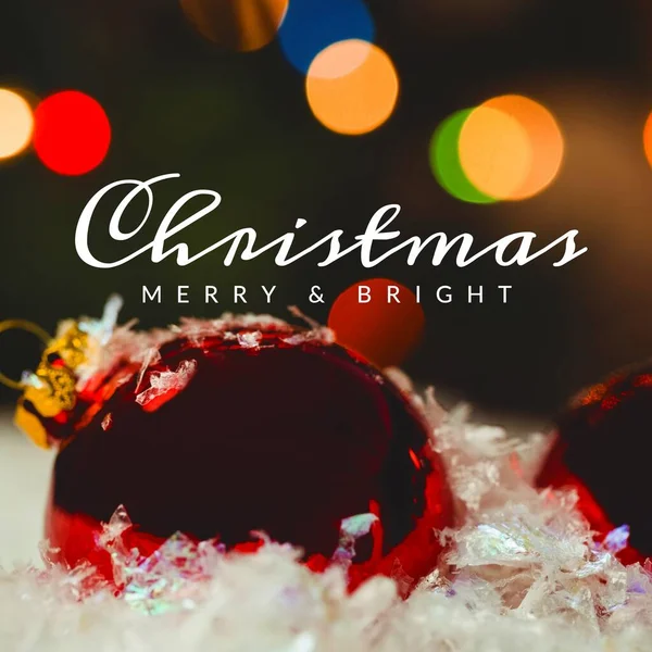 Composição Texto Natal Alegre Sobre Decorações Natal Natal Celebração Conceito — Fotografia de Stock