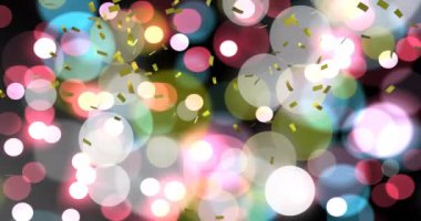 Konfetilerin yere düşüşünün animasyonu. Noel, kutlama ve dijital arayüz kavramı dijital olarak oluşturulmuş video.