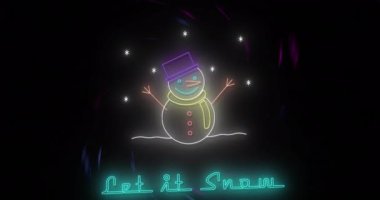 Bırakalım da şekiller üzerinde kar yazıları yazsın. Noel, kutlama ve dijital arayüz kavramı dijital olarak oluşturulmuş video.