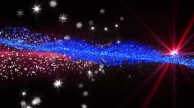 Noelde düşen benekler ve kar animasyonları. Noel, kutlama ve dijital arayüz kavramı dijital olarak oluşturulmuş video.