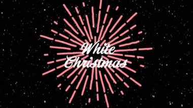 Kar yağarken yazılmış beyaz noel metninin animasyonu. Noel, kutlama ve dijital arayüz kavramı dijital olarak oluşturulmuş video.