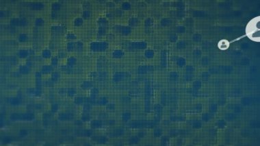 Mavi arkaplan karşısındaki profil simgelerinin canlandırması. Sosyal medya ağı ve teknoloji kavramı