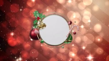 Kırmızı ışıkların üzerindeki boş beyaz işaretin etrafında kar ve noel süslerinin canlandırılması. Noel, kış, şenlik, gelenek ve dijital olarak üretilen video konsepti.