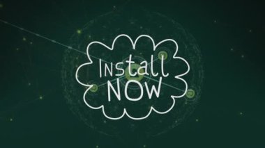 Bağlantı ağı üzerinden metin kurulumunun animasyonu. Küresel iş ve dijital arayüz kavramı dijital olarak oluşturulmuş video.