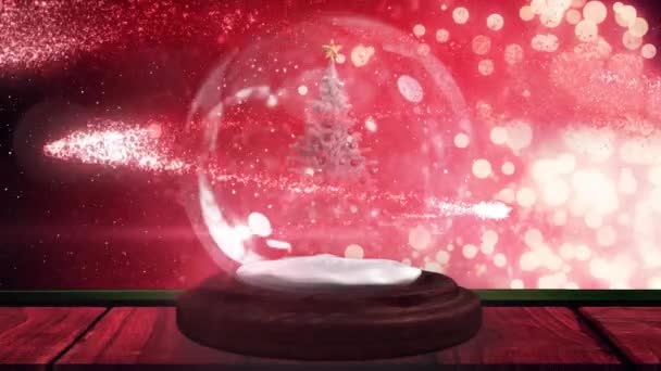 Анимация Снежного Шара Над Пятнами Концепция Рождественских Праздников Цифрового Интерфейса — стоковое видео