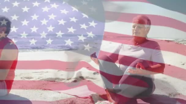 Animation Der Flagge Der Vereinigten Staaten Von Amerika Über Ein — Stockvideo