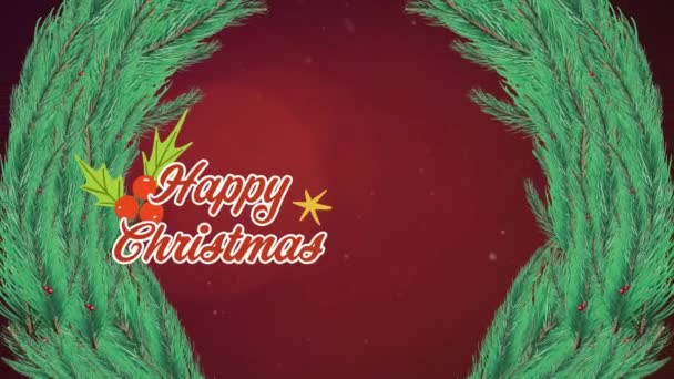 Animação Neve Caindo Sobre Texto Natal Feliz Natal Celebração Conceito — Vídeo de Stock