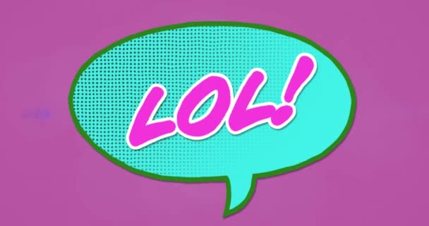 Animace Lol Textu Přes Retro Zelené Řečové Bubliny Růžovém Pozadí — Stock video