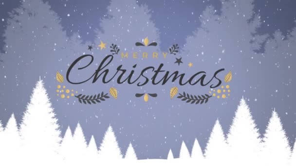 Animace Sněhu Padající Přes Veselé Vánoce Text Vánoce Oslavy Koncepce — Stock video