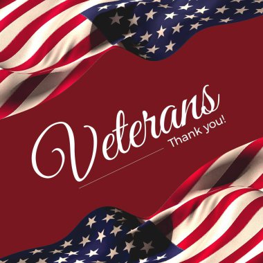 Gaziler günü Amerika Birleşik Devletleri bayrağı taşıyan metin kompozisyonu. Amerikan gazileri, vatanseverlik, demokrasi ve silahlı kuvvetler konsepti dijital olarak oluşturulmuş imaj.